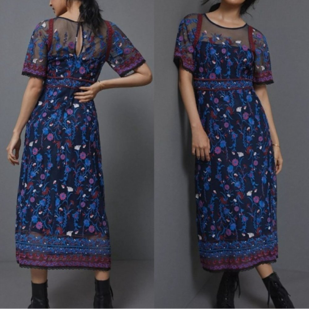 Anthropologie Mehreen Embroidered Dress